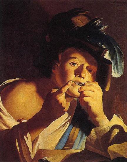 Dirck van Baburen Man Playing a Jew s Harp oil painting picture